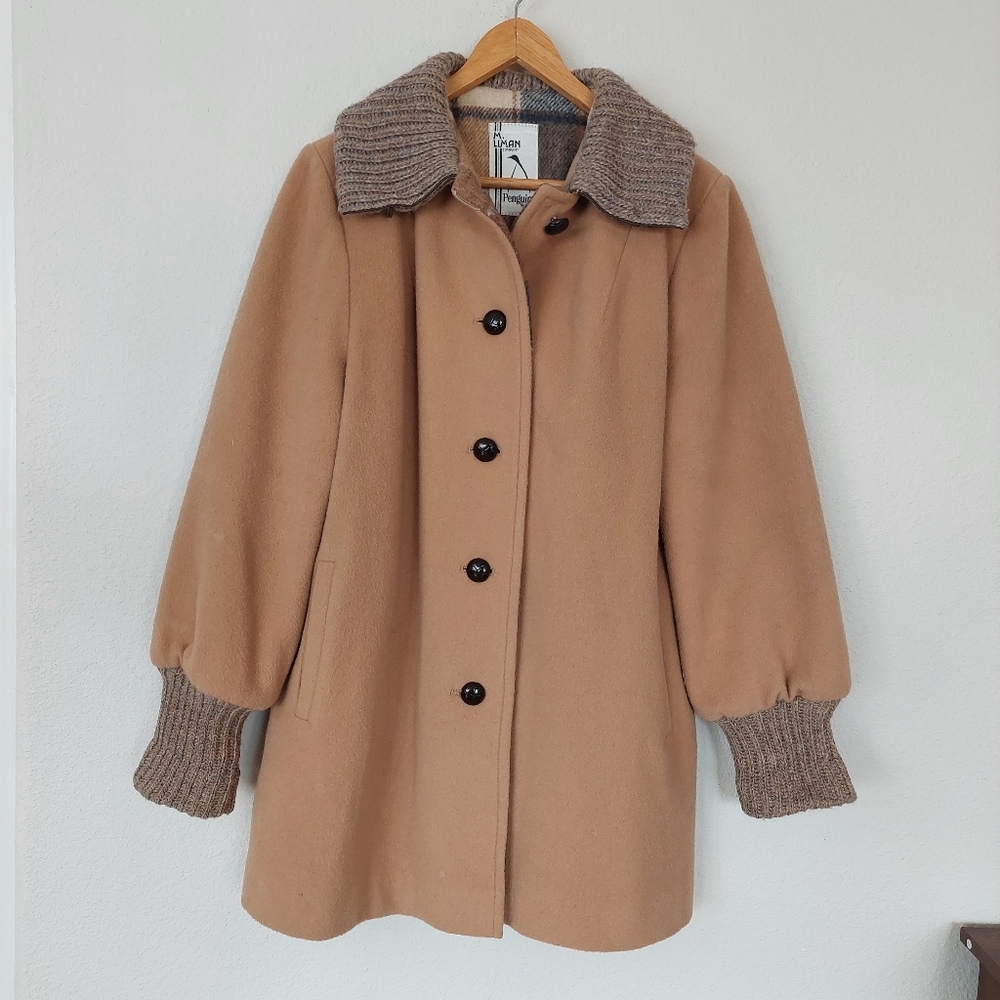 Penguin‎ Fashions M. Liman Company Vintage Brown Plaid Lined Wool Coat